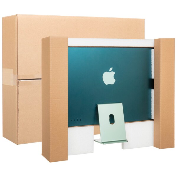 26 in x 23 in x 7 in Computer Monitor Shipping Box, Kraft, Corrugated / Foam, Double, 275#